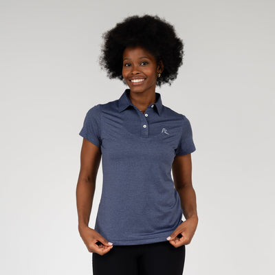 The Heather Performance Polo | Heather - Annapolis Blue/Blue Steel