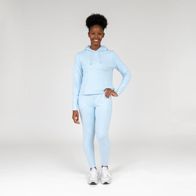 Tempo Performance Hoodie | Heather - Baby Blue/White