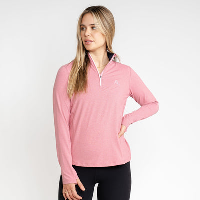 The Heather Performance Q-Zip | Heather - Cranberry/Ruby Red