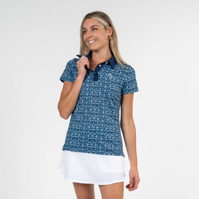 The Passiflora Performance Polo | The Passiflora - Admiral Navy/Mint Green