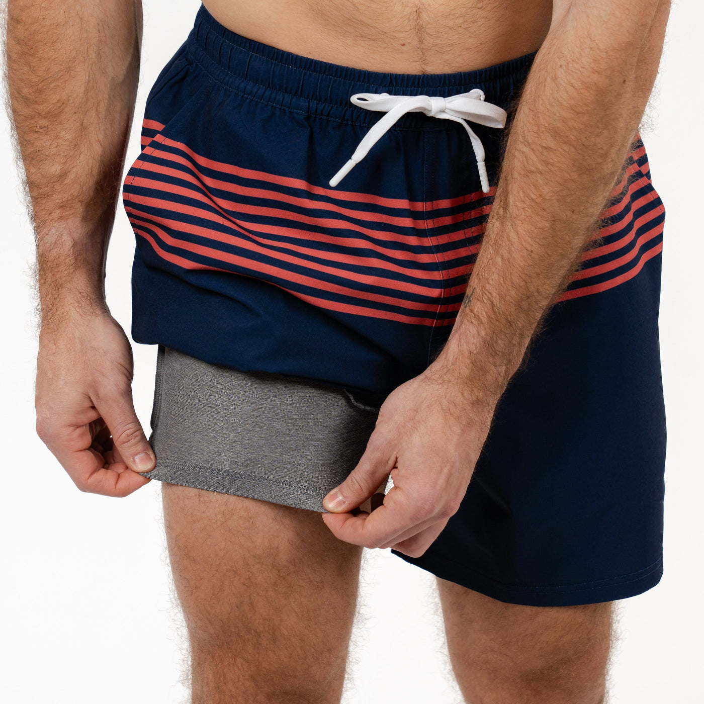 Medley Swim Trunk | The Wave Runners - Admiral Navy/Sorbet Red