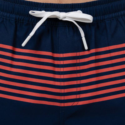 Medley Swim Trunk | The Wave Runners - Admiral Navy/Sorbet Red