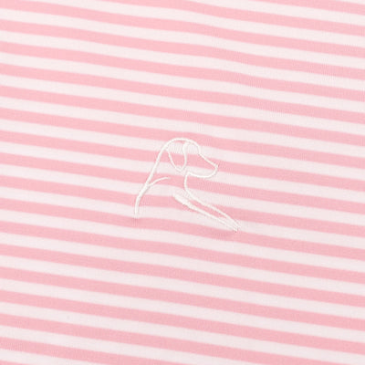 The Birdie Stripe | Performance Polo | The Birdie Stripe - Flamingo Pink/White