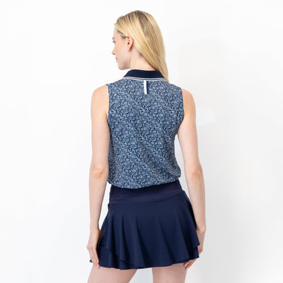 Brooke Sleeveless Performance Polo | The Addison - Fleet Navy/White