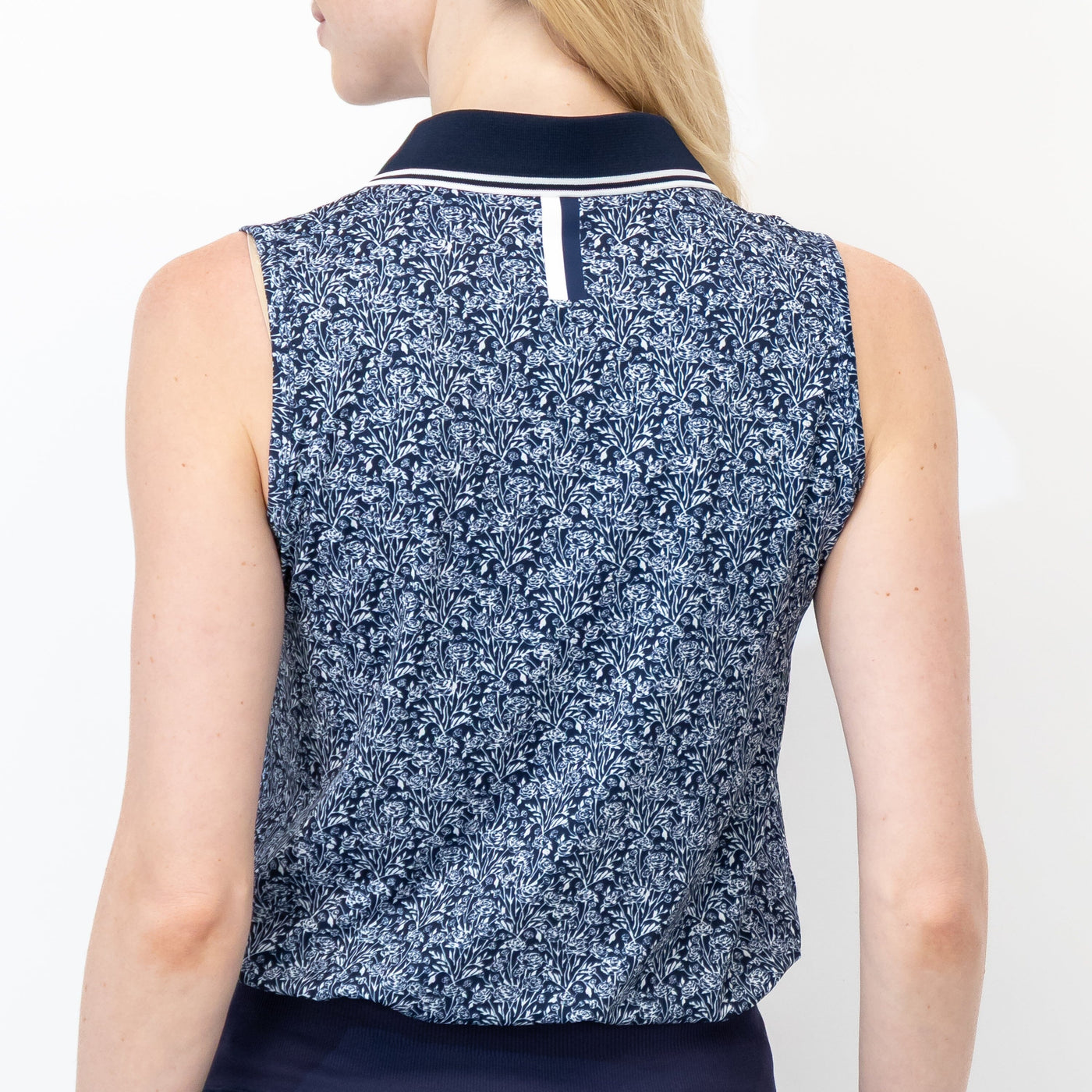 Brooke Sleeveless Performance Polo | The Addison - Fleet Navy/White