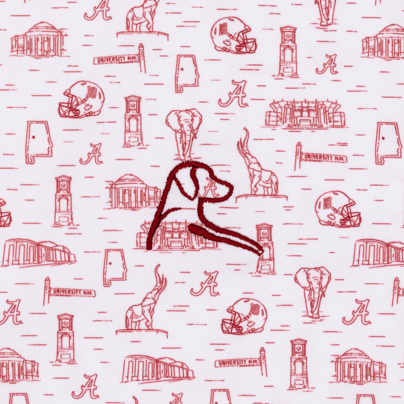 The Alabama Campus | Collegiate Polo | The Alabama Campus - White/Carmine Red