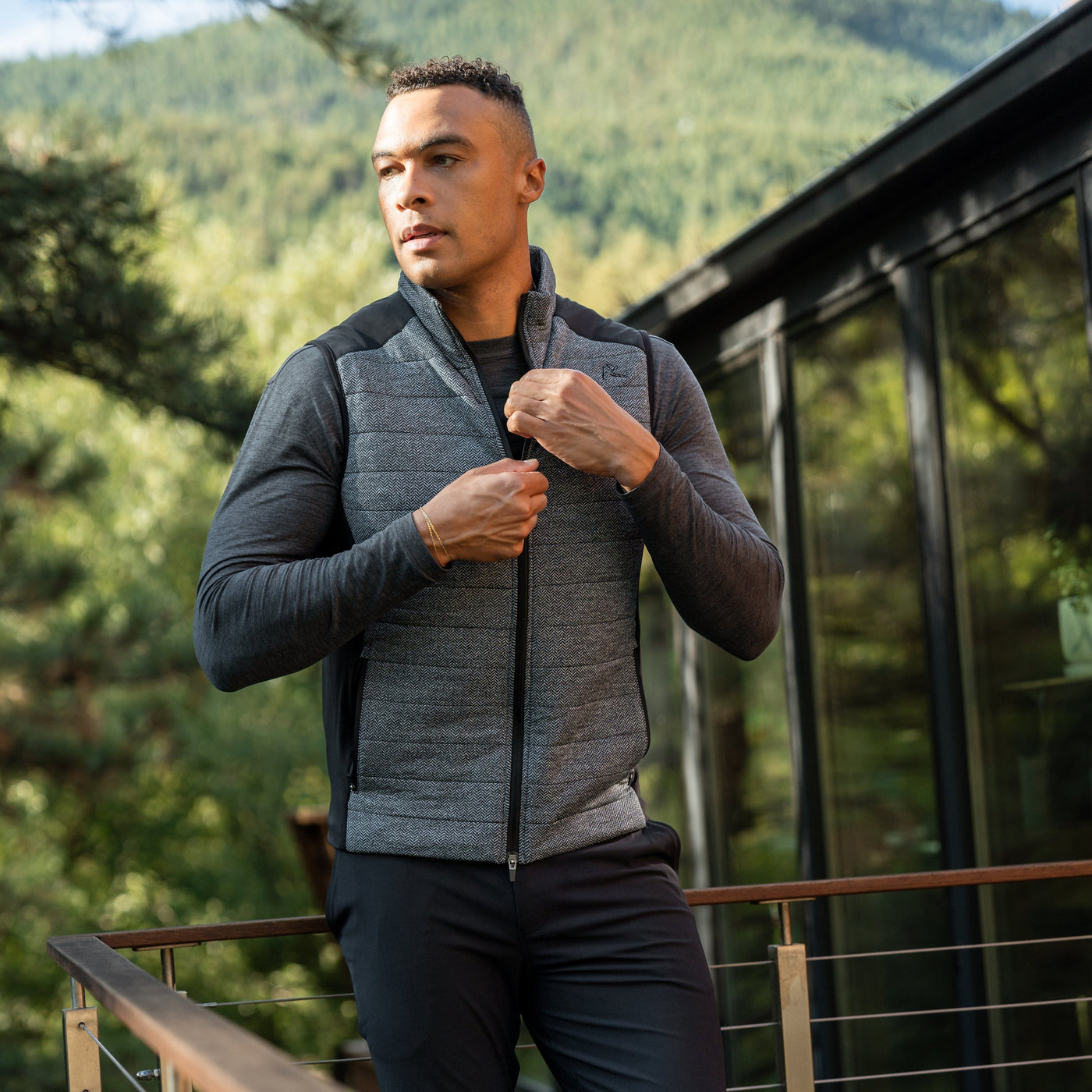 Fulton Performance Vest | The Herringbone - Black/White
