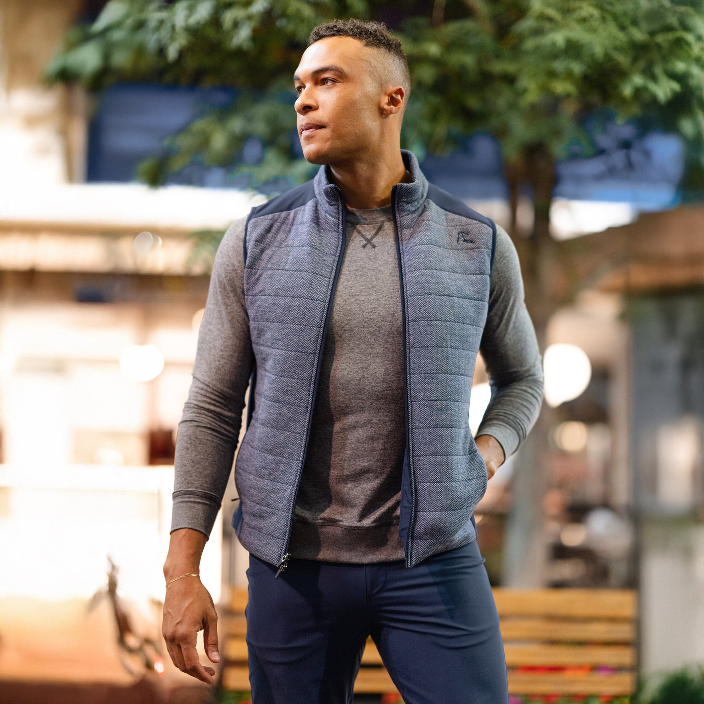 Fulton Performance Vest | The Herringbone - Fleet Navy/White