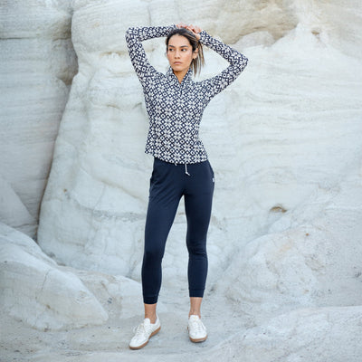 Snowfall Jacquard Performance Q-Zip | The Snowfall - Fleet Navy/White