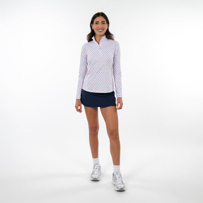 Pickleball Performance Q-Zip | The Pickler - White/Washed Red