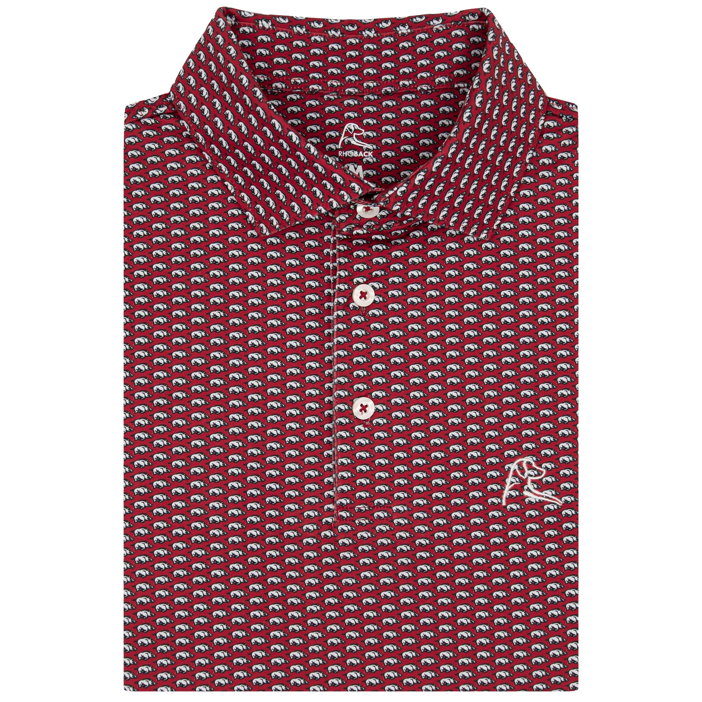 The Arkansas Wooo Pig® | Collegiate Polo | The Arkansas Wooo Pig® - Carmine Red/White