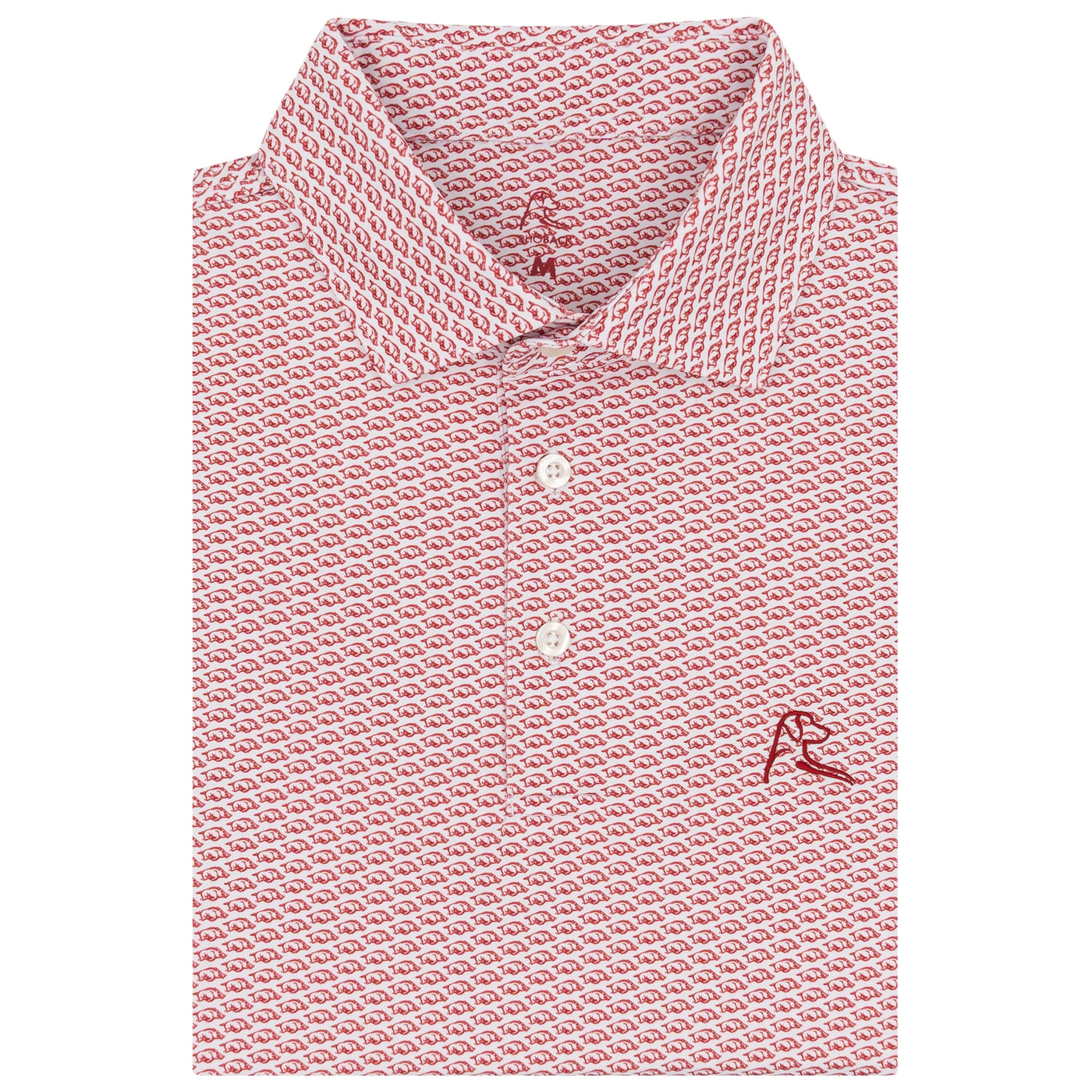The Arkansas Wooo Pig® | Collegiate Polo | The Arkansas Wooo Pig® - White/Carmine Red