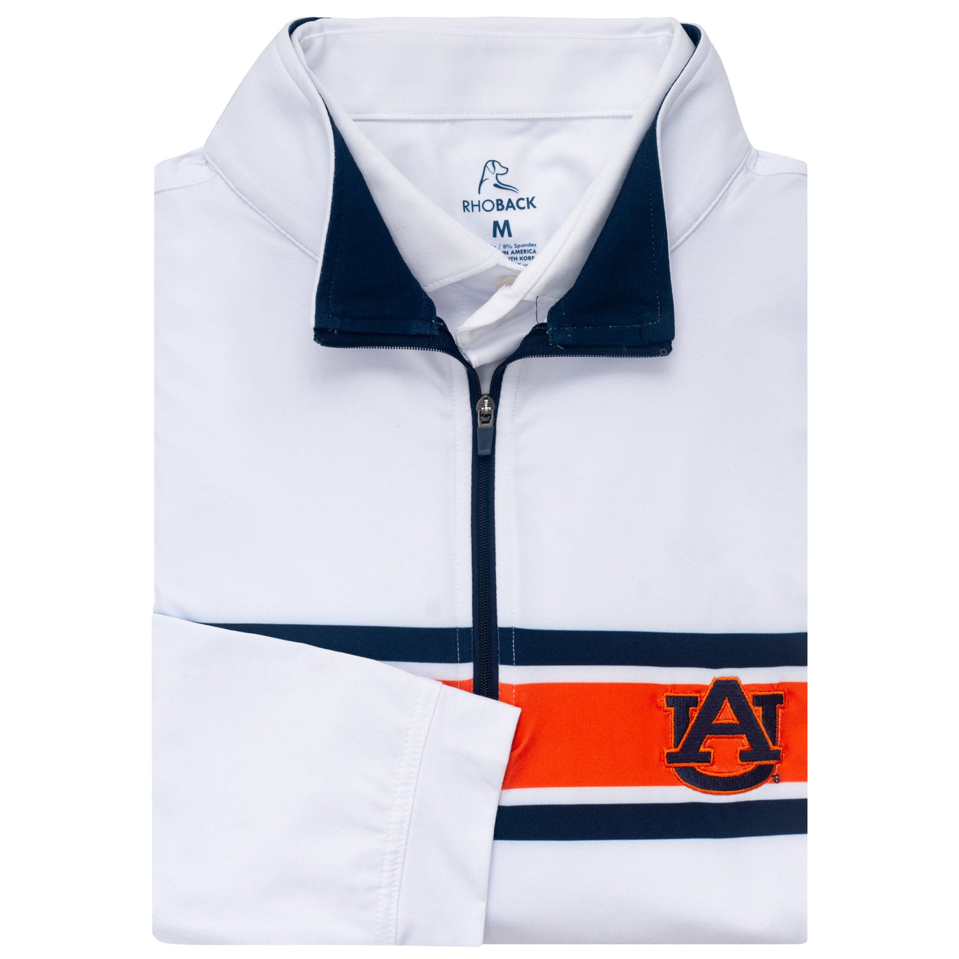 Auburn Helmet Stripe Collegiate Q-Zip - Auburn | The Auburn Helmet Stripe - White/Dock Blue