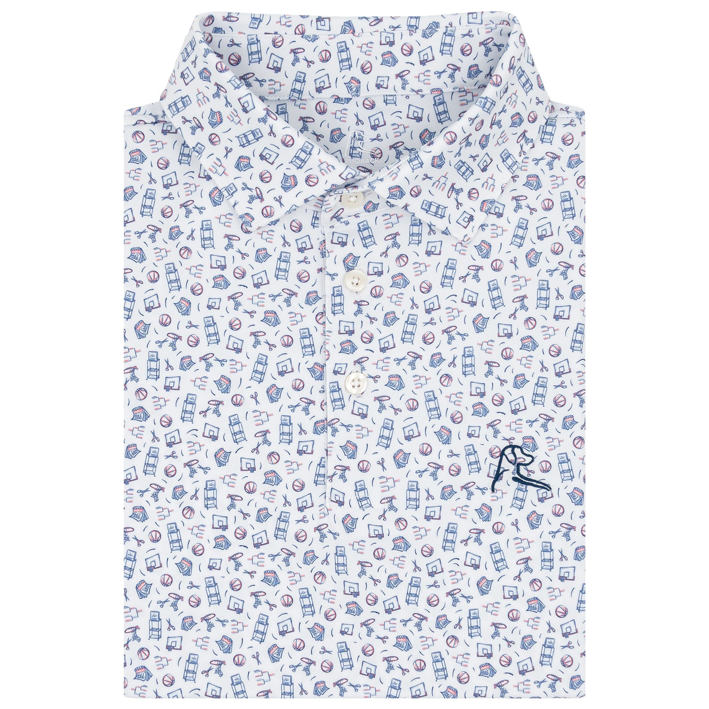 The AV Cart | Performance Polo | The AV Cart - White/Short Stop Blue