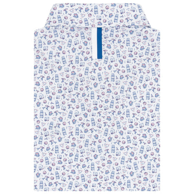 The AV Cart | Performance Polo | The AV Cart - White/Short Stop Blue