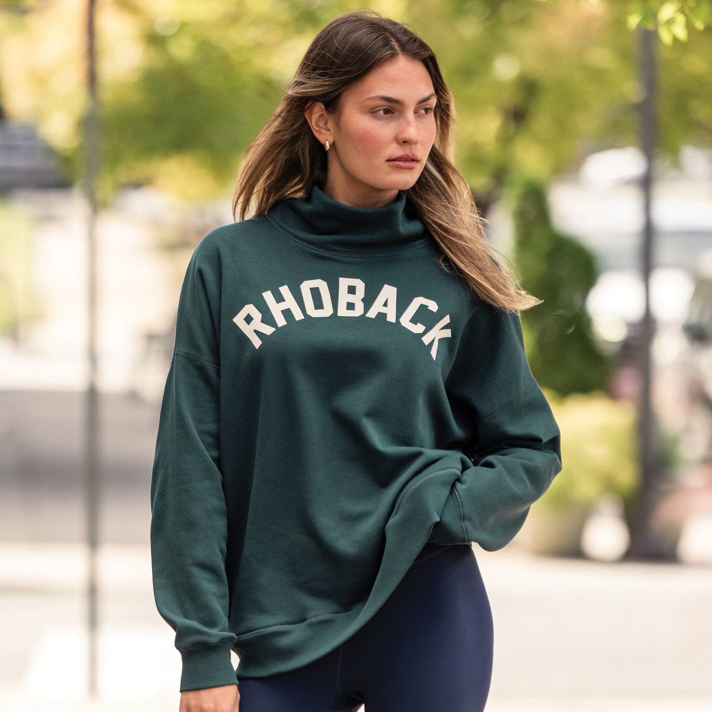 Bedford Oversized Mockneck | Solid - Ponderosa Green - Wordmark