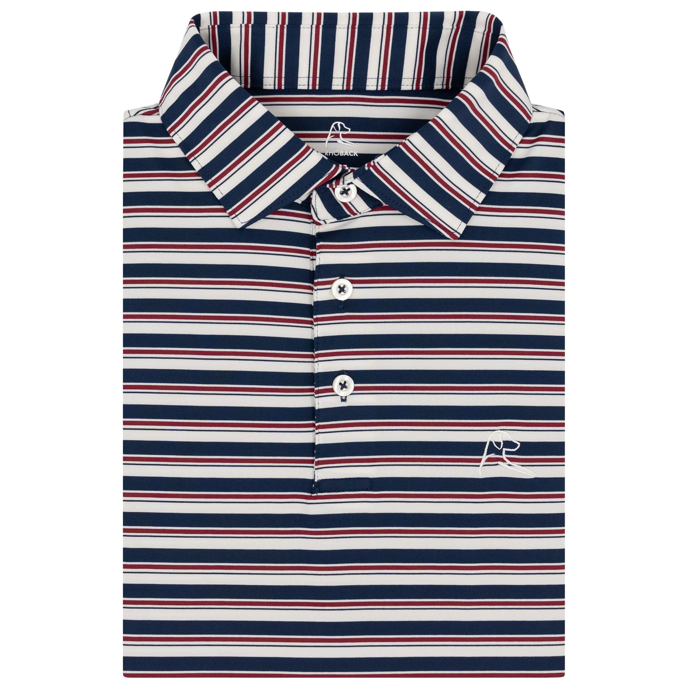 The Belmont Stripe | Performance Polo | The Belmont Stripe - Ivory/Fleet Navy/Barn Red