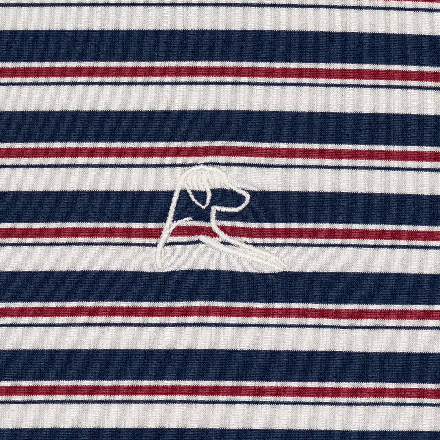 The Belmont Stripe | Performance Polo | The Belmont Stripe - Ivory/Fleet Navy/Barn Red