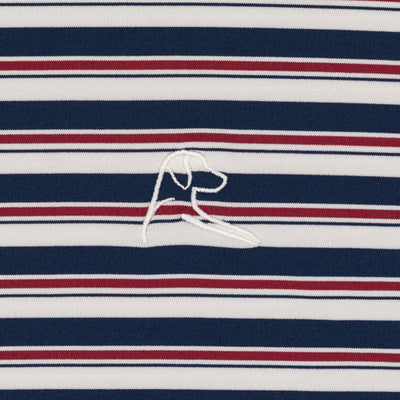 The Belmont Stripe | Performance Polo | The Belmont Stripe - Ivory/Fleet Navy/Barn Red
