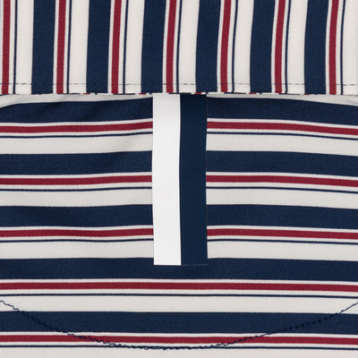 The Belmont Stripe | Performance Polo | The Belmont Stripe - Ivory/Fleet Navy/Barn Red