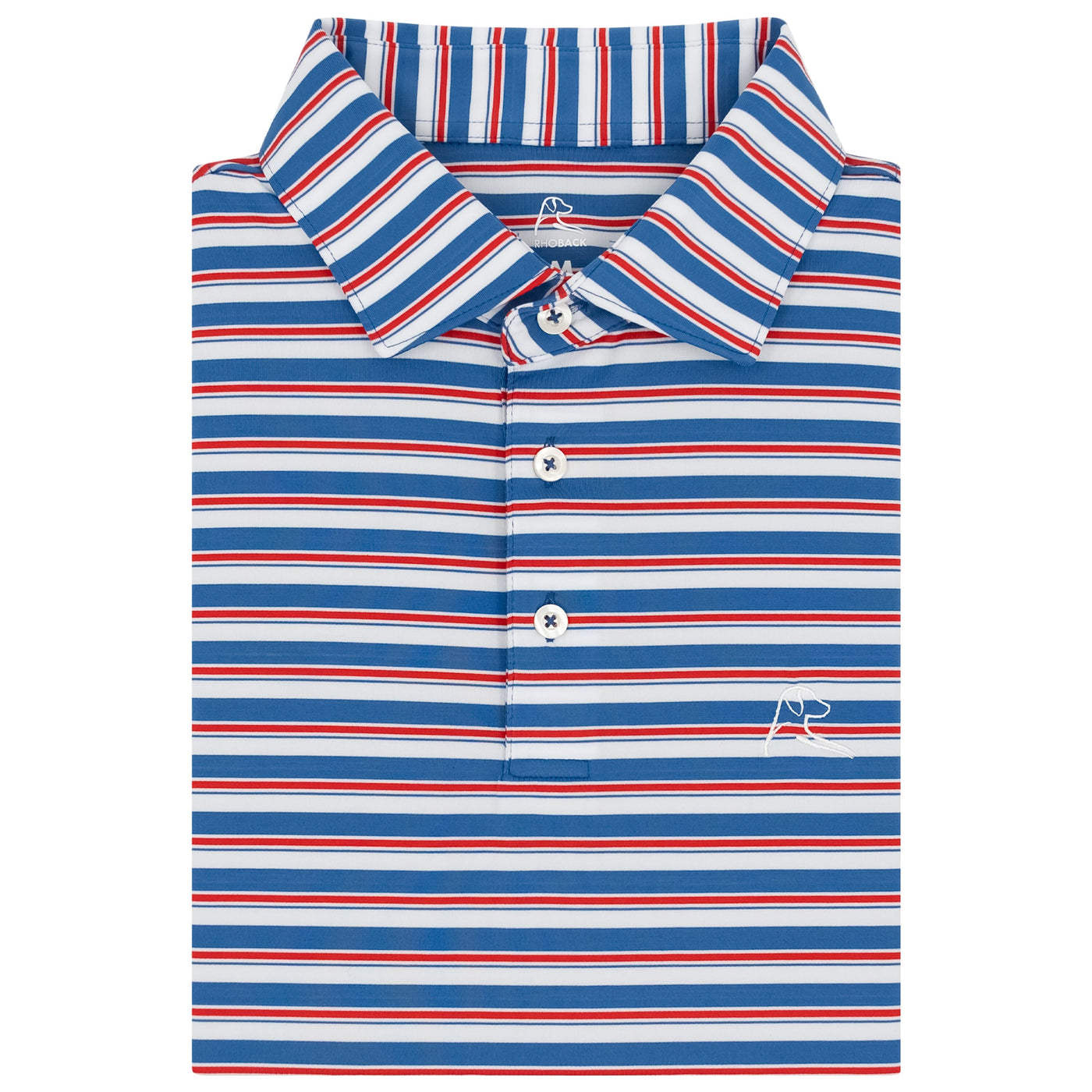 The Belmont Stripe | Performance Polo | The Belmont Stripe - White/Short Stop Blue/Classic Red - USA