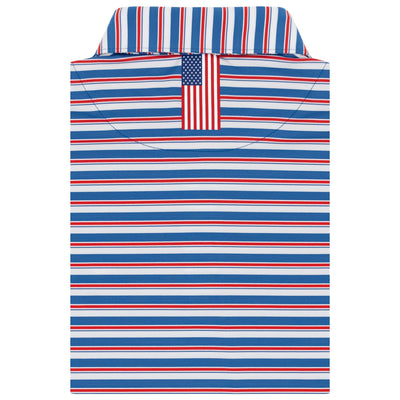 The Belmont Stripe | Performance Polo | The Belmont Stripe - White/Short Stop Blue/Classic Red - USA