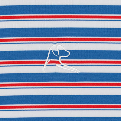The Belmont Stripe | Performance Polo | The Belmont Stripe - White/Short Stop Blue/Classic Red - USA