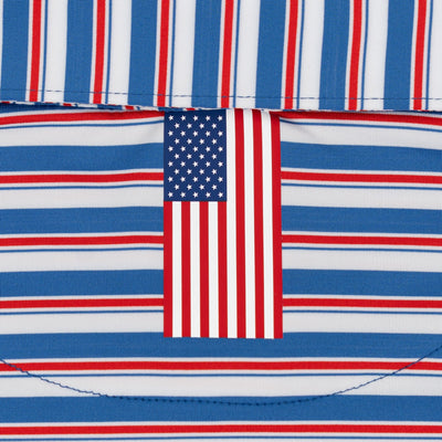 The Belmont Stripe | Performance Polo | The Belmont Stripe - White/Short Stop Blue/Classic Red - USA