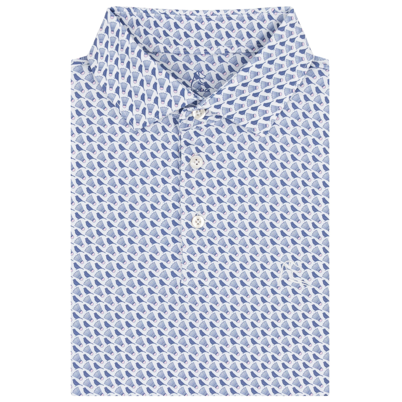The Birdie Shirt | Performance Polo | The Birdie Shirt - White/Dusk Blue
