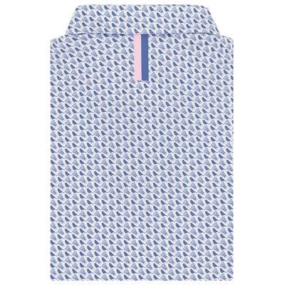 The Birdie Shirt | Performance Polo | The Birdie Shirt - White/Dusk Blue