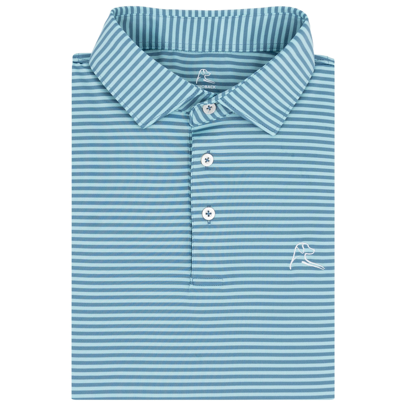 The Birdie Stripe | Performance Polo | The Birdie Stripe - Antigua Green/Cadet Blue