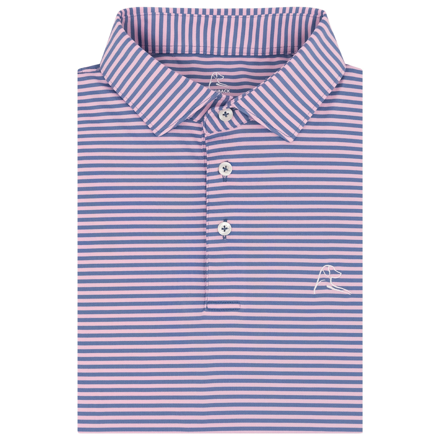 The Birdie Stripe | Performance Polo | The Birdie Stripe - Dusk Blue/Lotus Pink