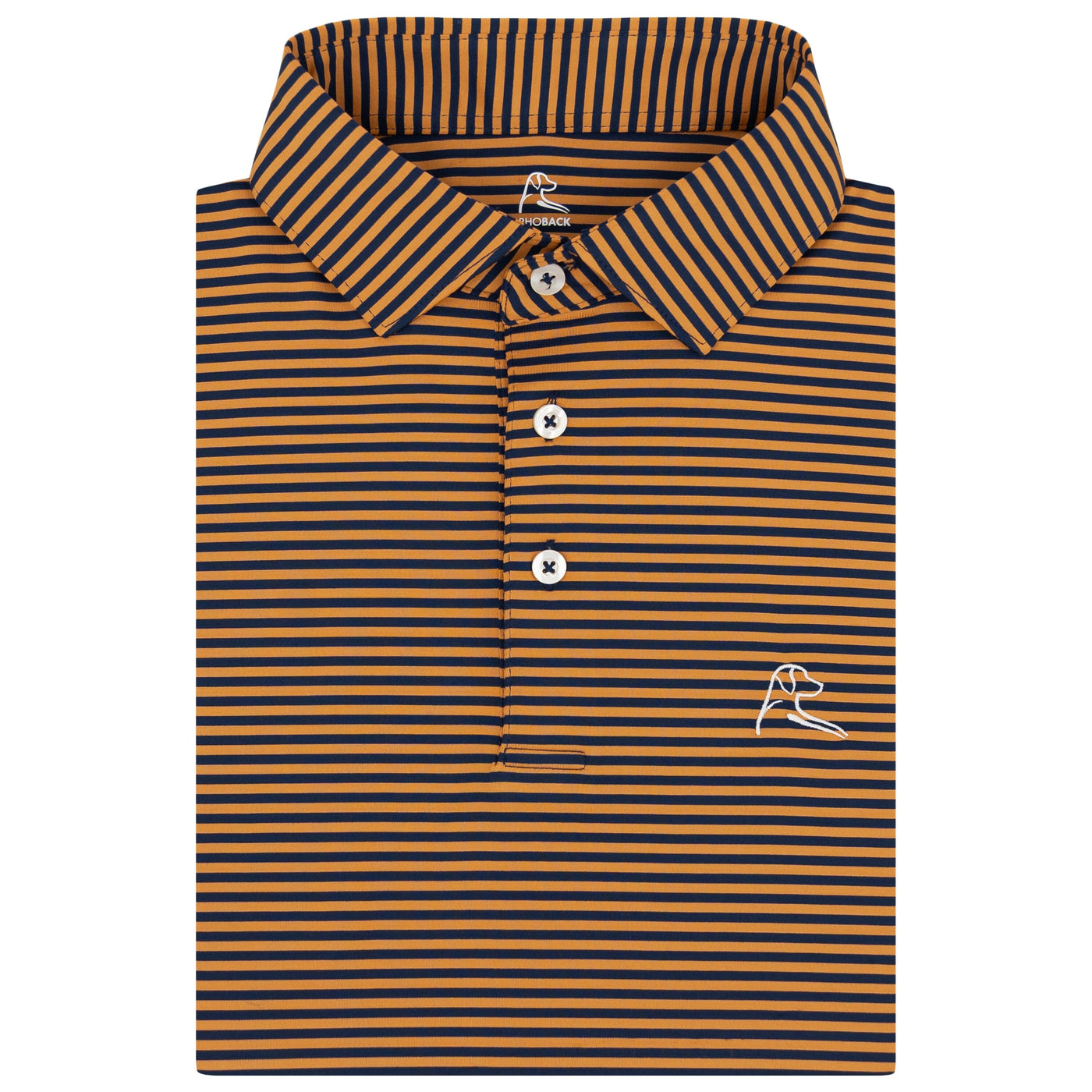 The Birdie Stripe | Performance Polo | The Birdie Stripe - Honeyglaze/Fleet Navy