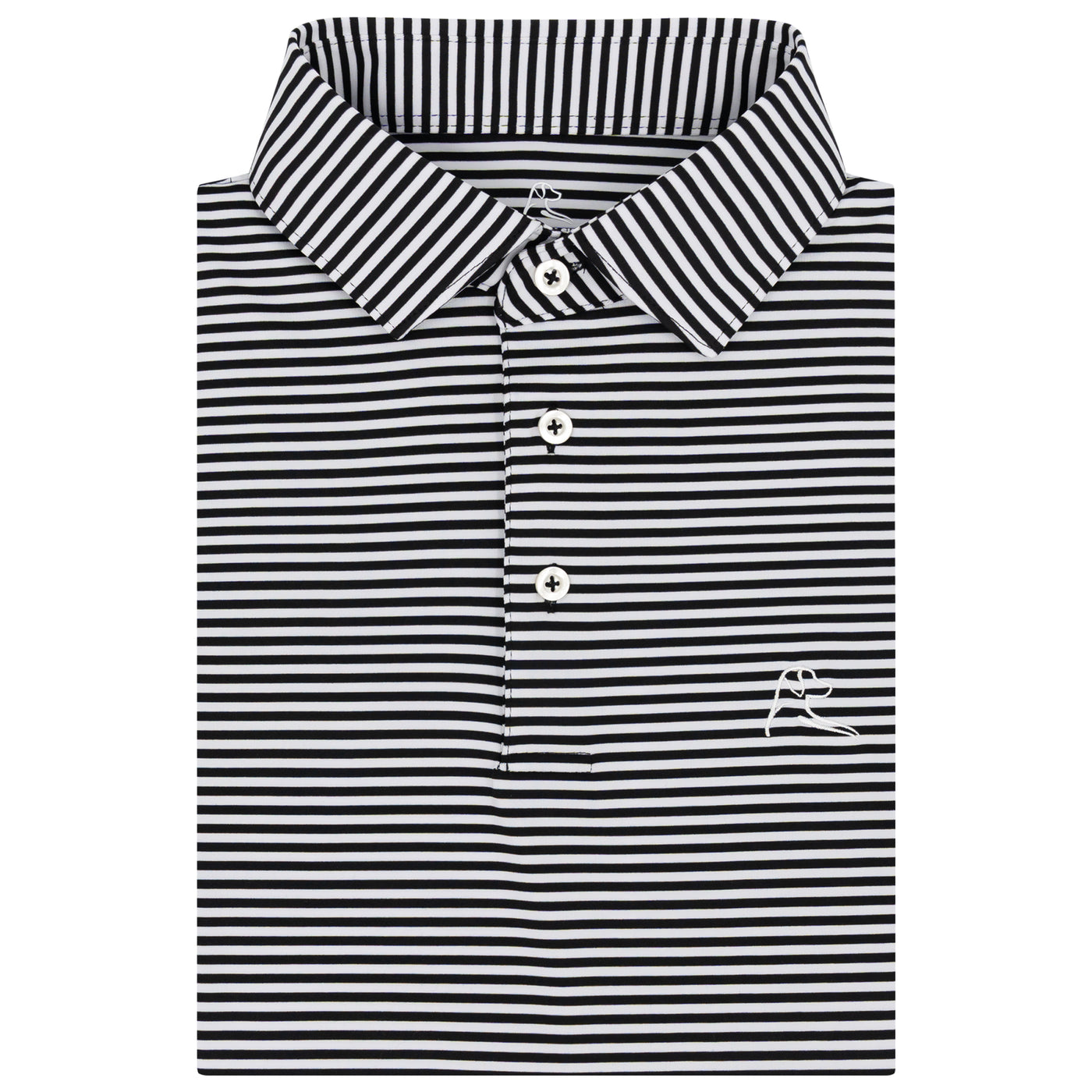 The Birdie Stripe | Performance Polo | The Birdie Stripe - Midnight Black/White