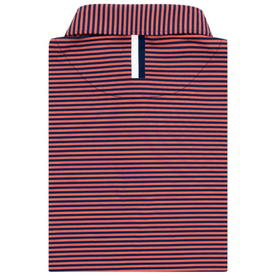 The Birdie Stripe | Performance Polo | The Birdie Stripe - Rouge Red/Fleet Navy
