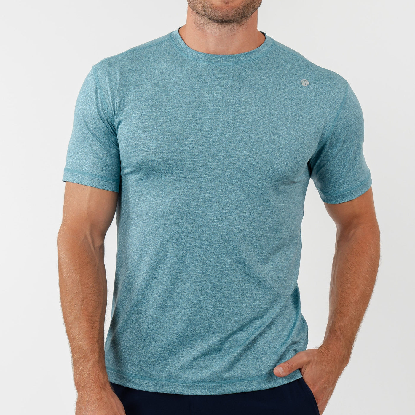 Blitz Tech Tee | Heather - Mariner Blue/Mint Green