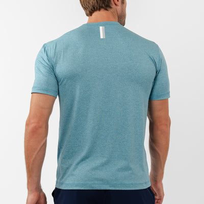 Blitz Tech Tee | Heather - Mariner Blue/Mint Green