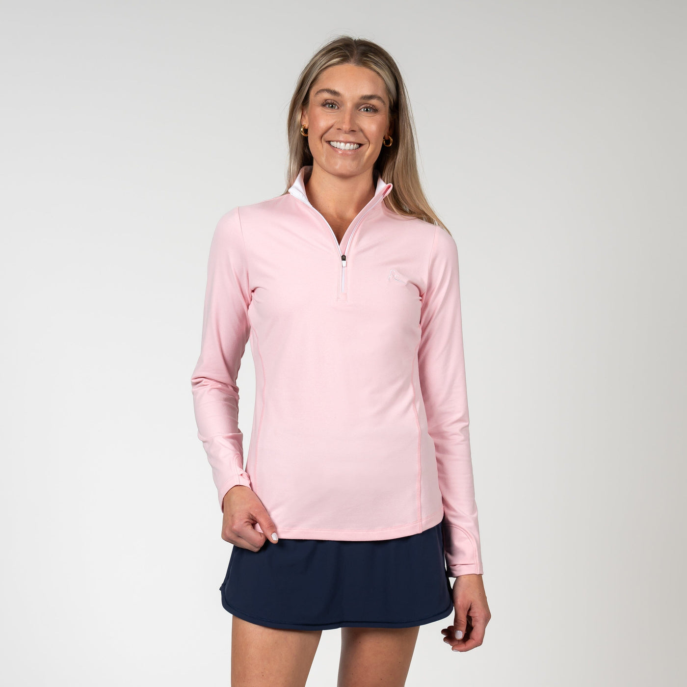 Heather Performance Q-Zip | Heather - Flamingo Pink/Shell Pink