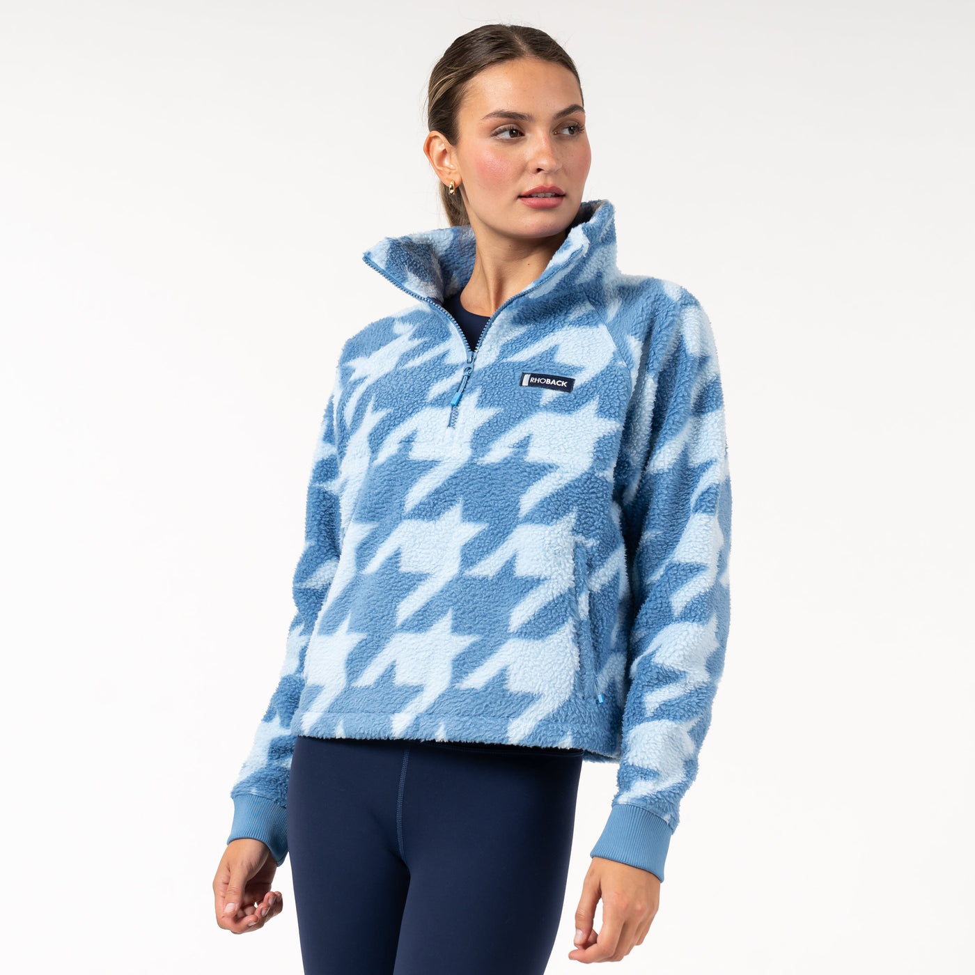 Rivanna Fleece Pullover | The Bold Houndstooth - Highcountry Blue/Pure Blue