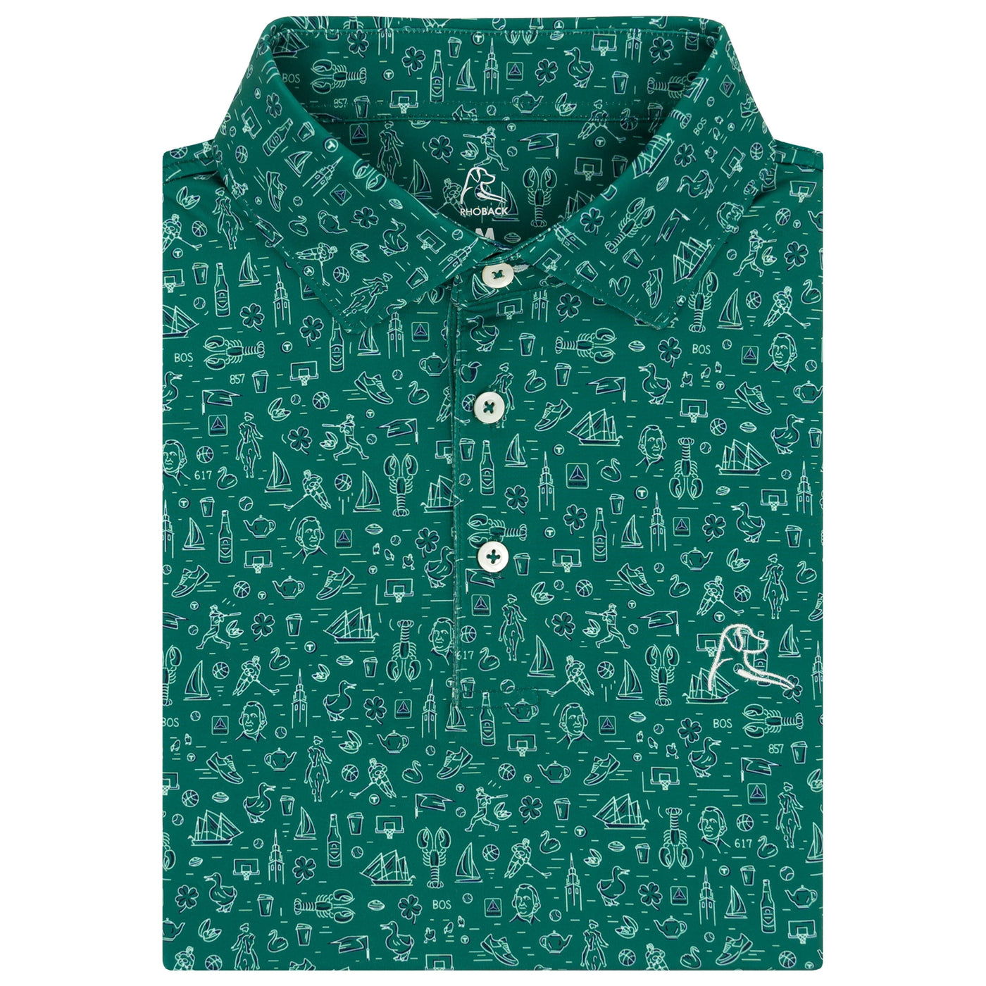 The Boston | Performance Polo | The Boston - Emerald Green/White