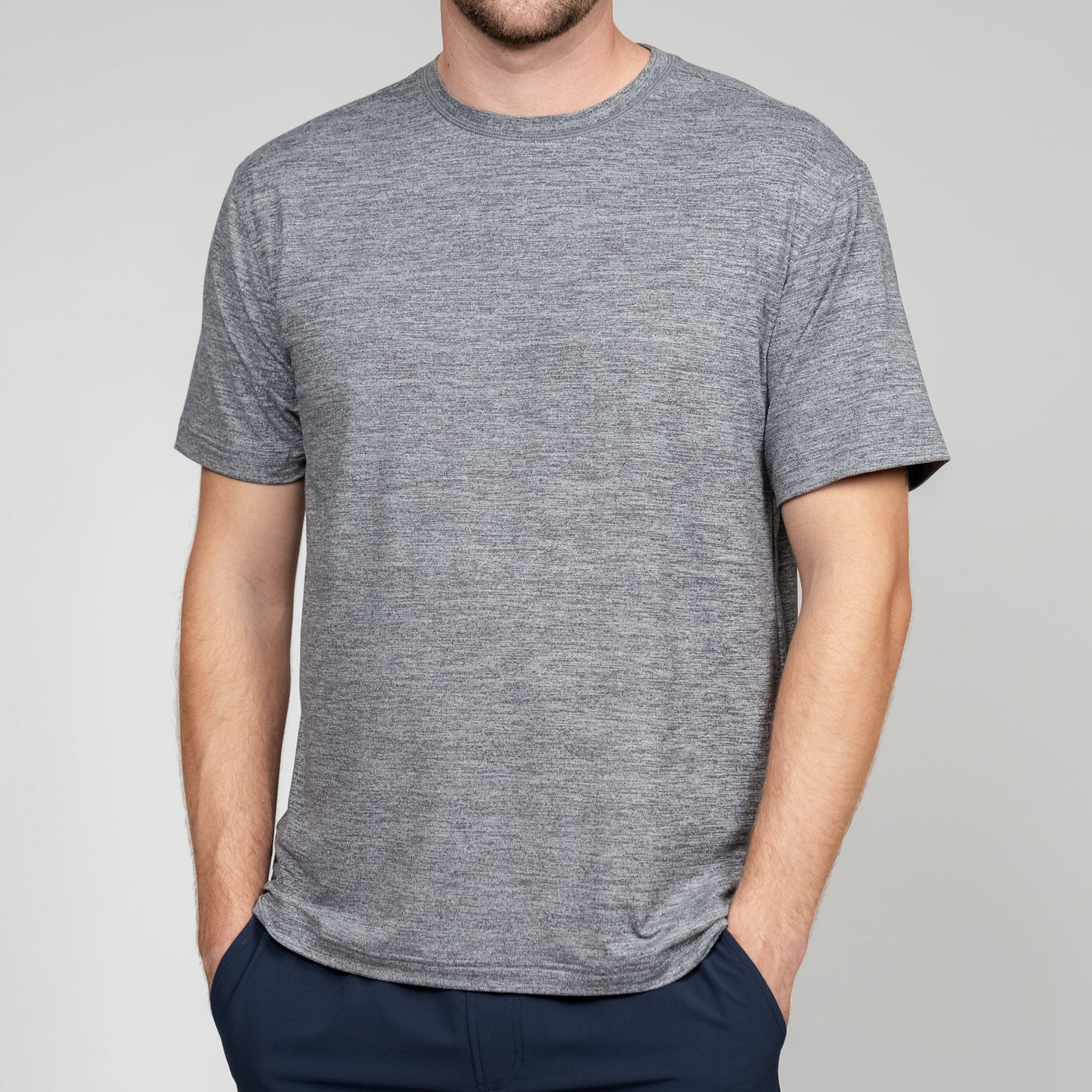 Tailwind Performance Tee | Heather - Boulder Grey/White