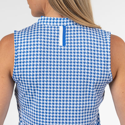 Royal Houndstooth Sleeveless Zip | The Royal Houndstooth - Bunker Blue/White