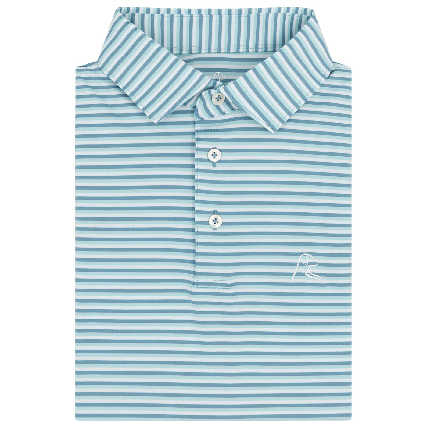 The Cabana Stripe | Performance Polo | The Cabana Stripe - White/Cadet Blue/Antigua Green