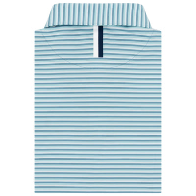 The Cabana Stripe | Performance Polo | The Cabana Stripe - White/Cadet Blue/Antigua Green