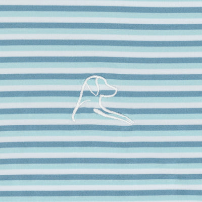The Cabana Stripe | Performance Polo | The Cabana Stripe - White/Cadet Blue/Antigua Green