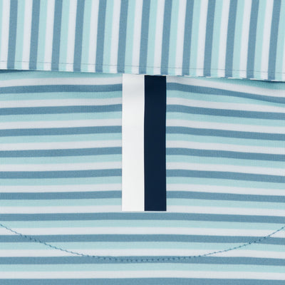 The Cabana Stripe | Performance Polo | The Cabana Stripe - White/Cadet Blue/Antigua Green