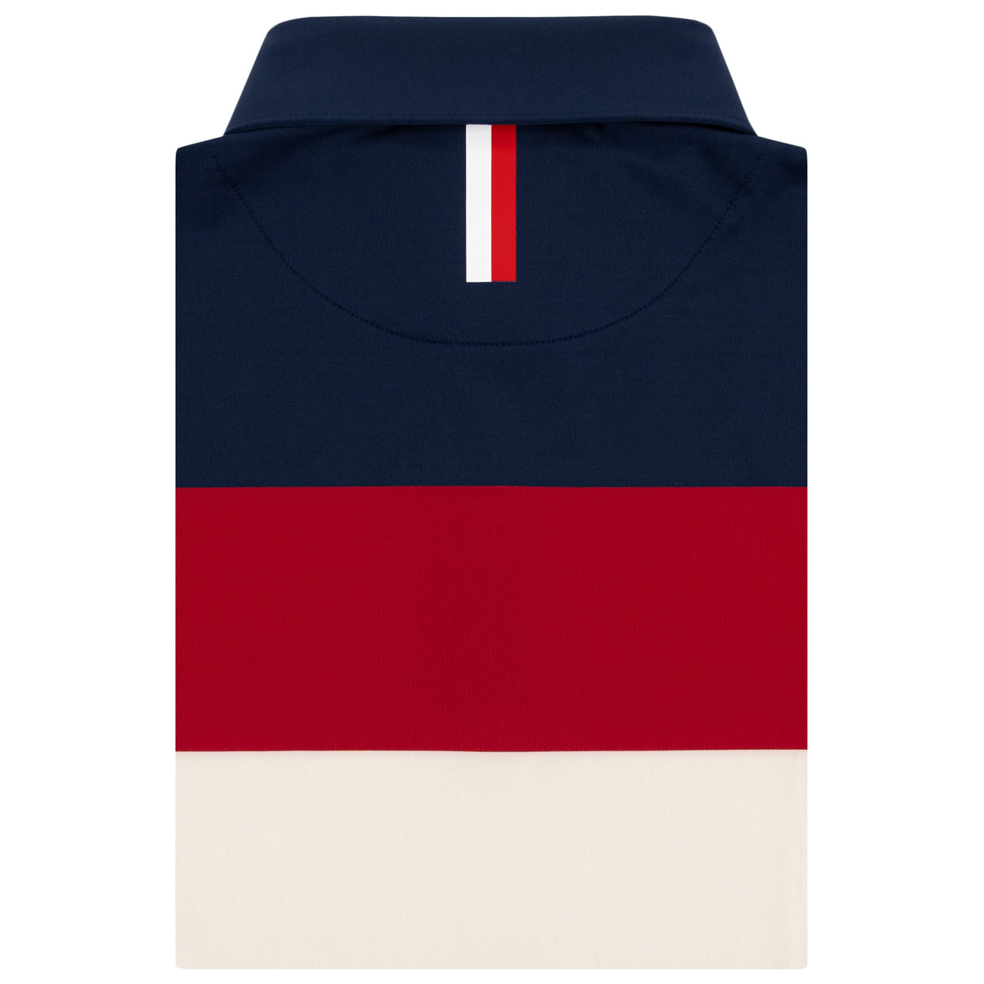 The Cannon Stripe | Performance Polo | The Cannon Stripe - Fleet Navy/Ivory/Cardinal Red