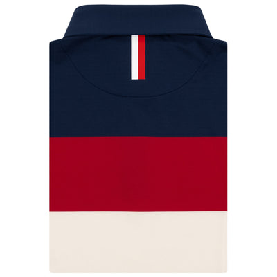 The Cannon Stripe | Performance Polo | The Cannon Stripe - Fleet Navy/Ivory/Cardinal Red