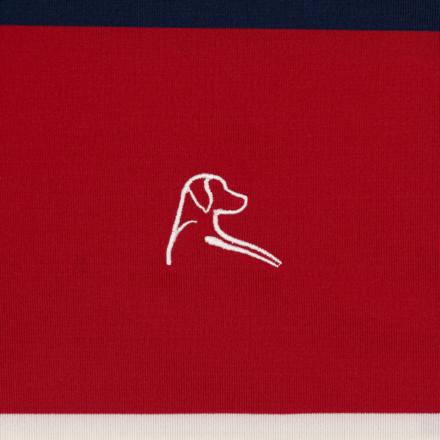 The Cannon Stripe | Performance Polo | The Cannon Stripe - Fleet Navy/Ivory/Cardinal Red