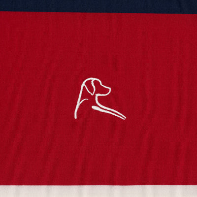 The Cannon Stripe | Performance Polo | The Cannon Stripe - Fleet Navy/Ivory/Cardinal Red